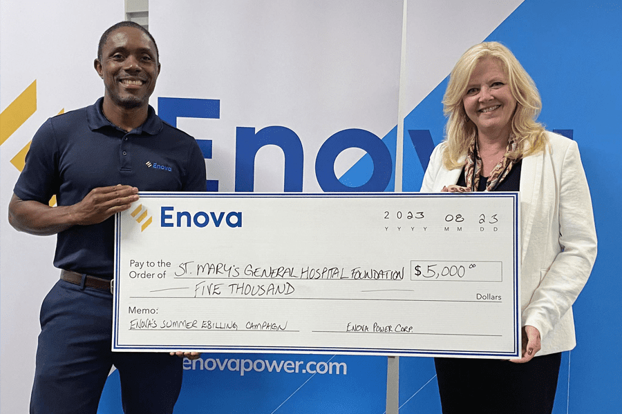 Enova Power $5,000 cheque presentation to St. Mary's General Hospital Foundation