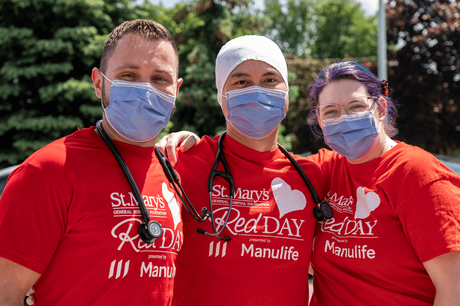 St. Mary's General Hospital staff members enjoying the 2022 RedDAY celebrations.