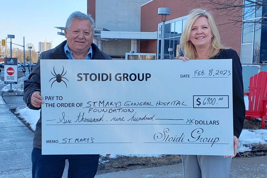 Pictured: Leo Steffler from the Stoidi Group, with Susan Dusick, President, St. Mary's General Hospital Foundation.