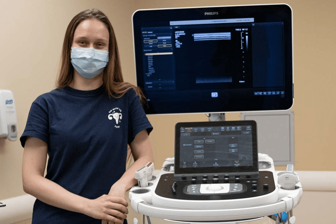 St. Mary's staff member with one of the two new ultrasound machines.